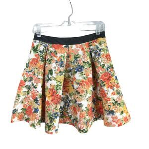 ASTR Mini Skirt Womens Medium‎ Red Floral Circle Pleats